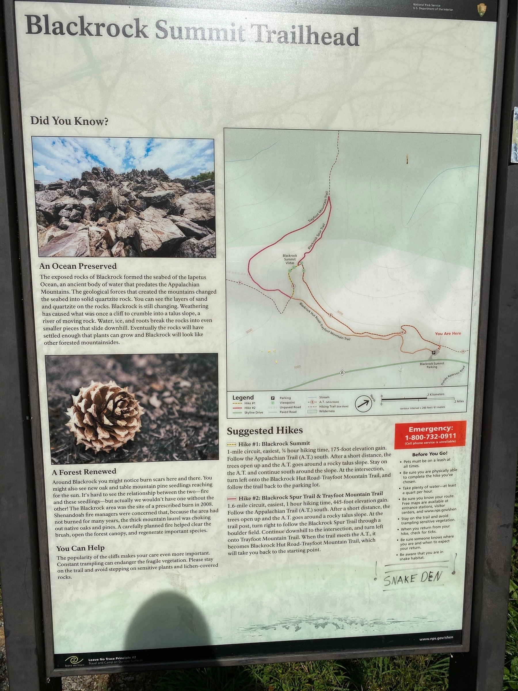 The informational signage at the trailhead